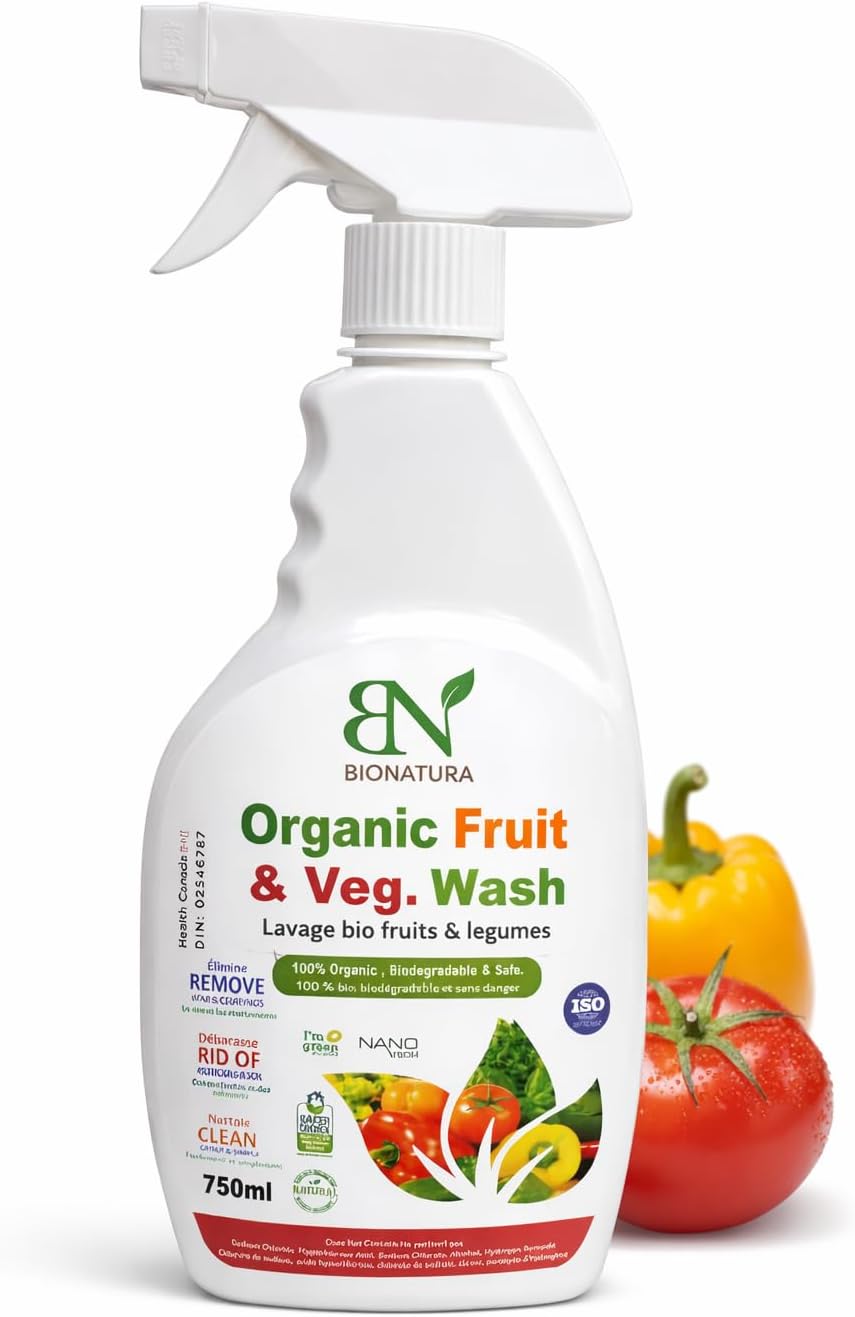 Bionatura Organic Fruits and Vegetables Wash - 100% Natural, Organic, Non-Toxic - Fruit and Vegetable Cleaners - Vegetable Disinfectant (750ml)