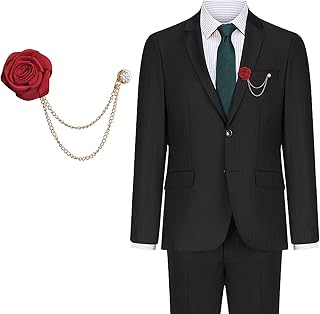 Lusofie Classic Bridegroom Wedding Floral Brooches Vintage Hand Made With Tassel Chain Rose Flower Brooch for Men's Suit Accessories