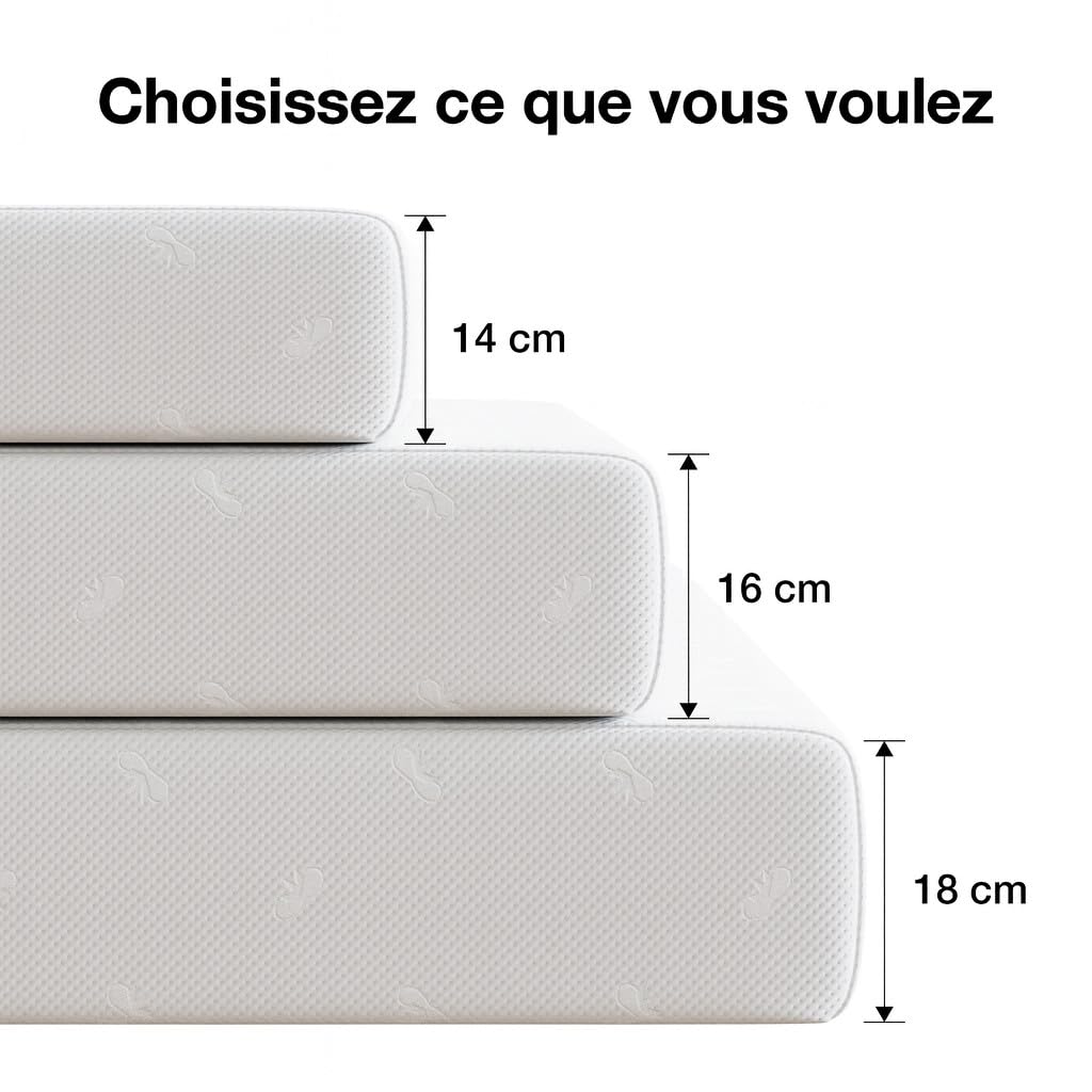 Novilla Matelas 90x200, 18 cm, Mousse à Mémoire de Forme en Gel 7 Zones, Mousse en Fibre de Bambou, Lit d'Adulte et d'Enfant, Confort Mi-Ferme, Amovible et Lavable, Ultra Respirante
