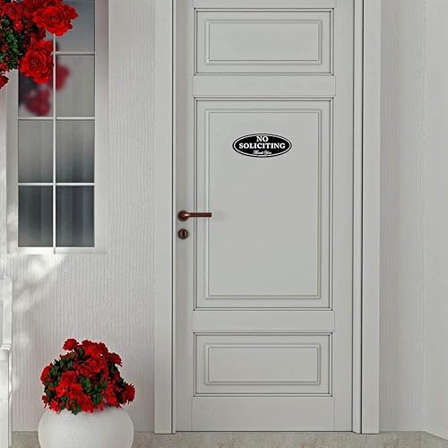 Miniatura 6 de Kichwit Paquete de 2 carteles de No Soliciting para puerta delantera, letrero magnético para el hogar, negro, 2.8 x 7 pulgadas, mantiene alejados a