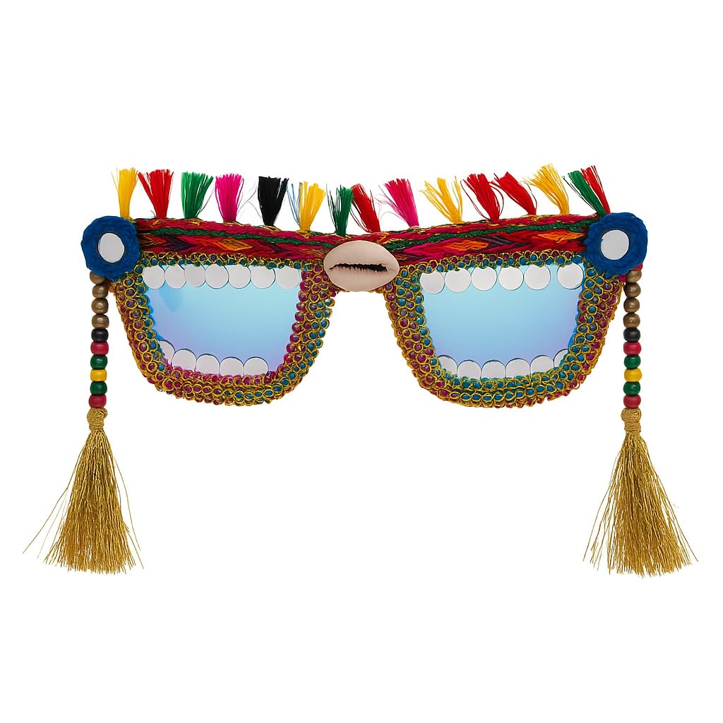 Navratri Special Handmade Decorative Sunglasses with Embroidery, Cowrie Shells & Mirror Work | Ethnic Garba & Dandiya Goggles for Men & Women-picture-24