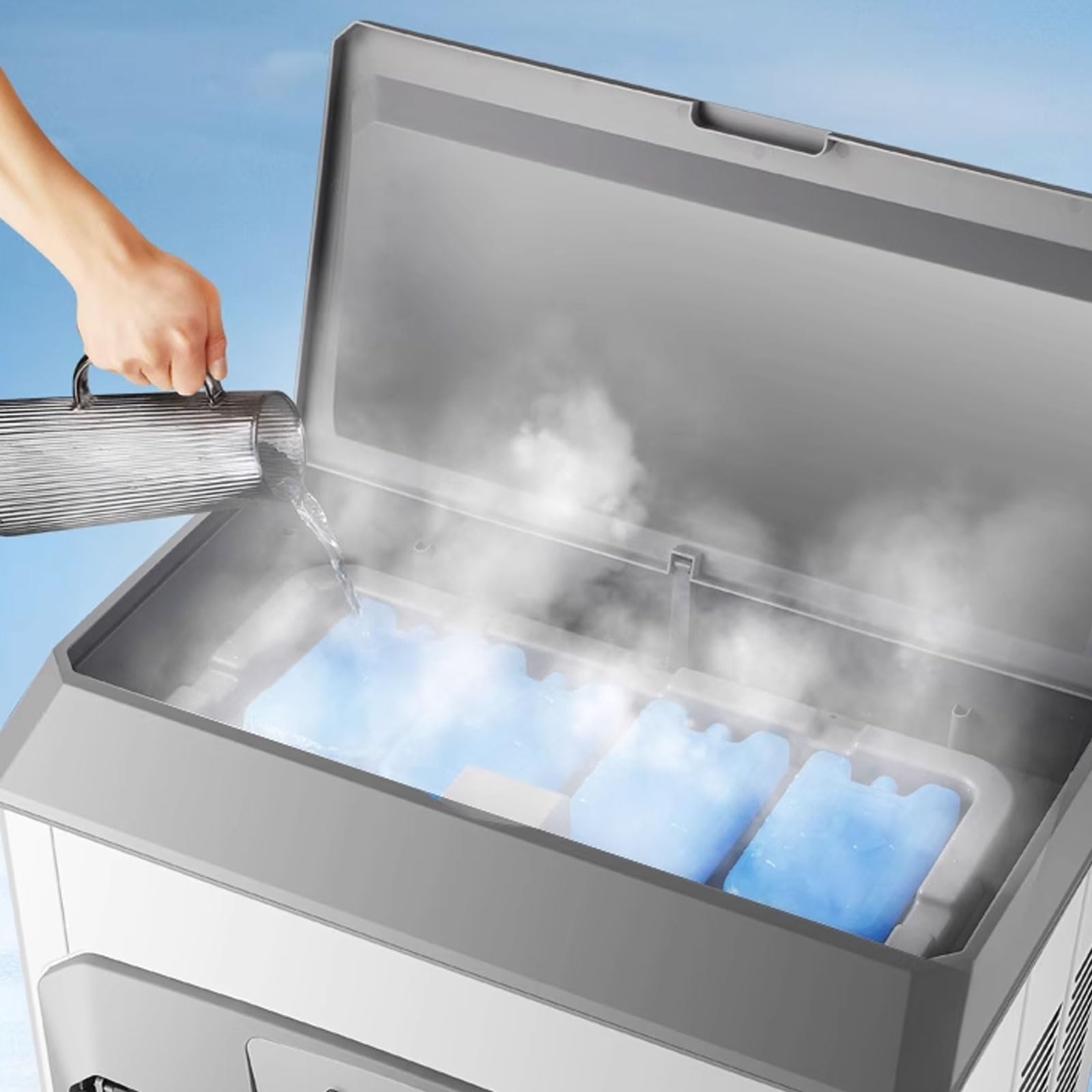 Climatiseur Mobile 3 Vitesses Refroidisseur d'air avec 6 Blocs Réfrigérants Et Un Tuyau De Raccordement d'eau 150 L Grand Réservoir d'eau 220 V