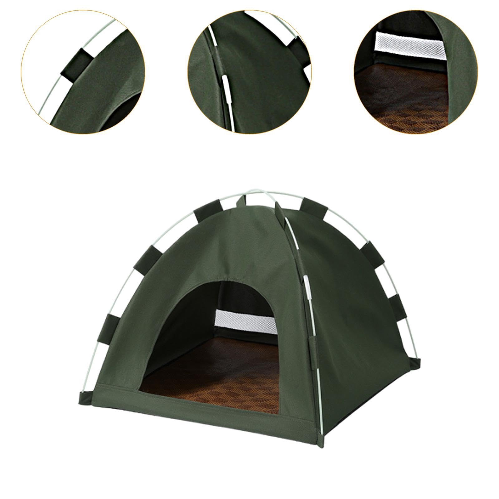 Tenda per, Cuccia per Cani, Semi Chiusa, Estiva, per Gatti, Cuccia Universale per Cani, Teepee per Conigli, Cuccioli, Esterno, Verde