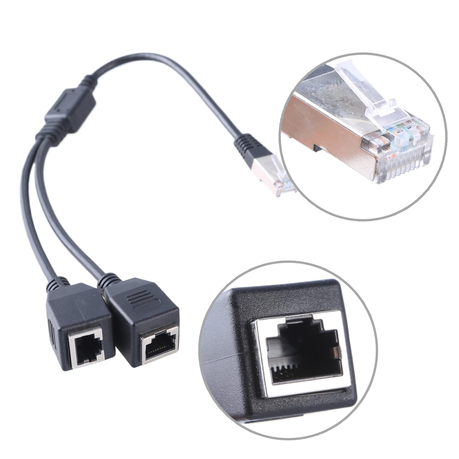 XIAHIOPT Double Port 45 Ethernet Extension Splitter Adapter Ethernet Cable Extender Ethernet Splitter Suitable Cat5 CAT6