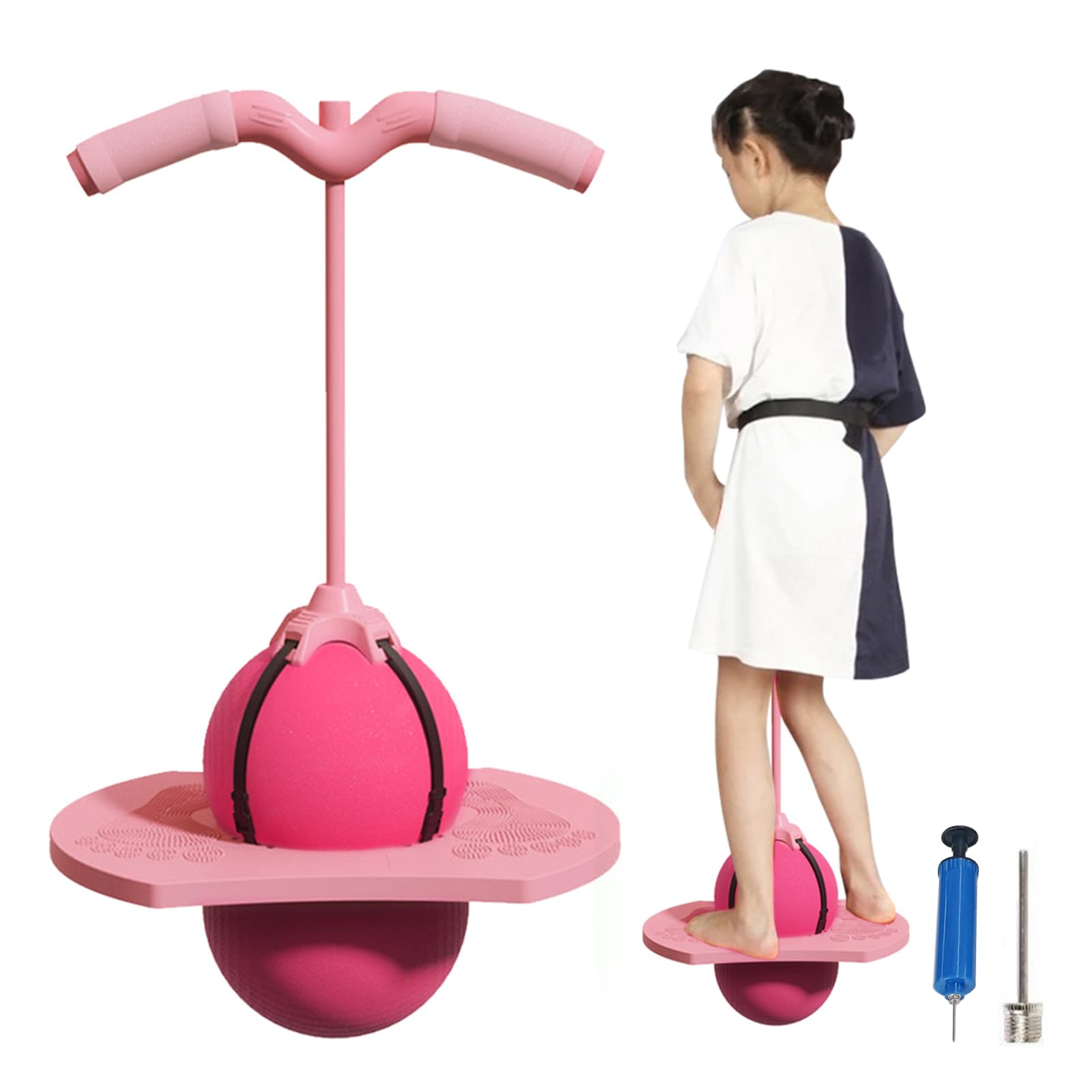 Balance Jumping Ball with Handle, Fun Stick Pump Bounce Balls for Kids & Adults, Anti-Slip Balance Ball Bounce Board
