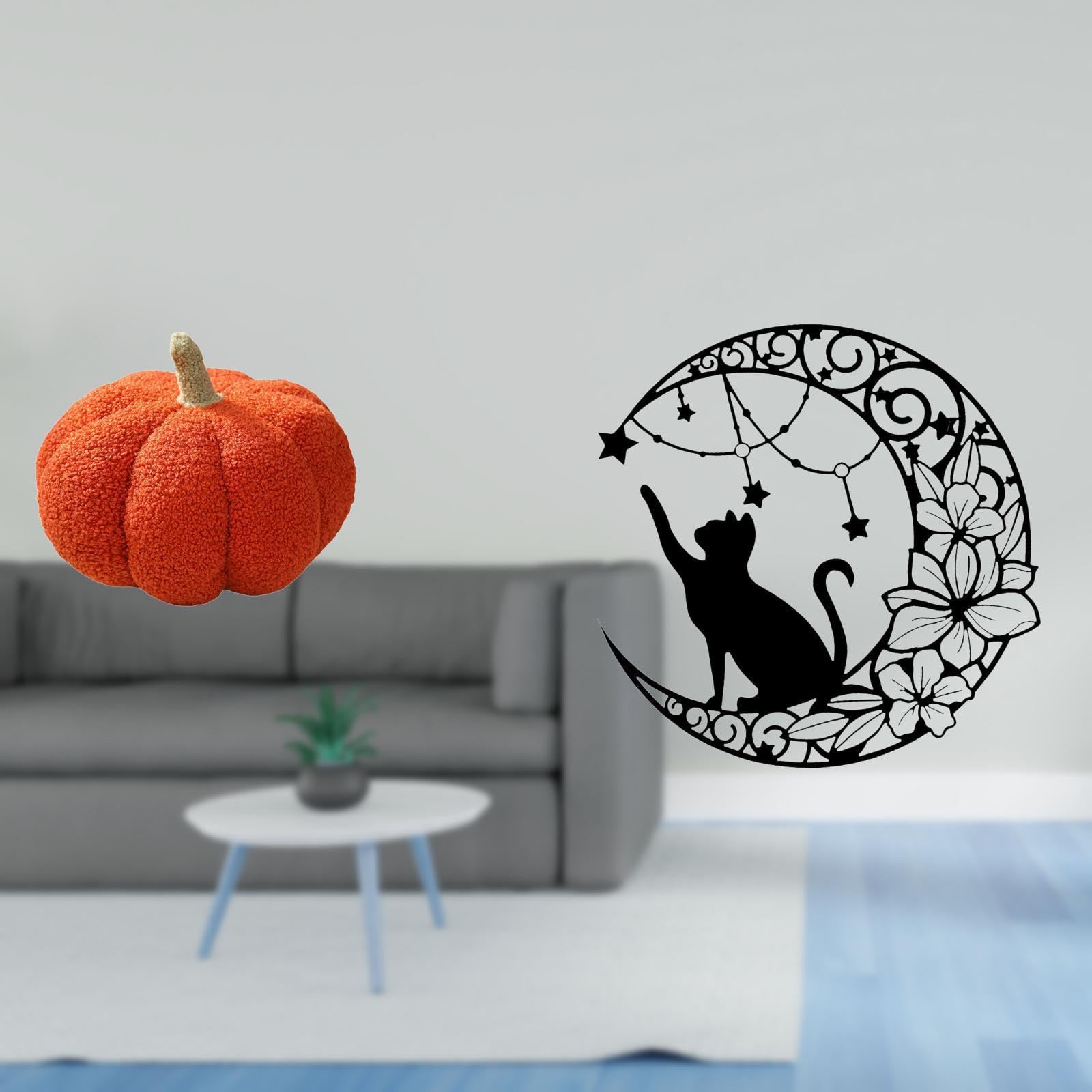 ARTISOUL® Halloween Pumpkin Plush Cushion and Black Cat Metal Moon Wall Art Decorative Sofa Pillow Sculpture for Bedroom Room Decor and Cat Lover Gifts | Home & Garden | Home D?©cor | Pillows-image-34