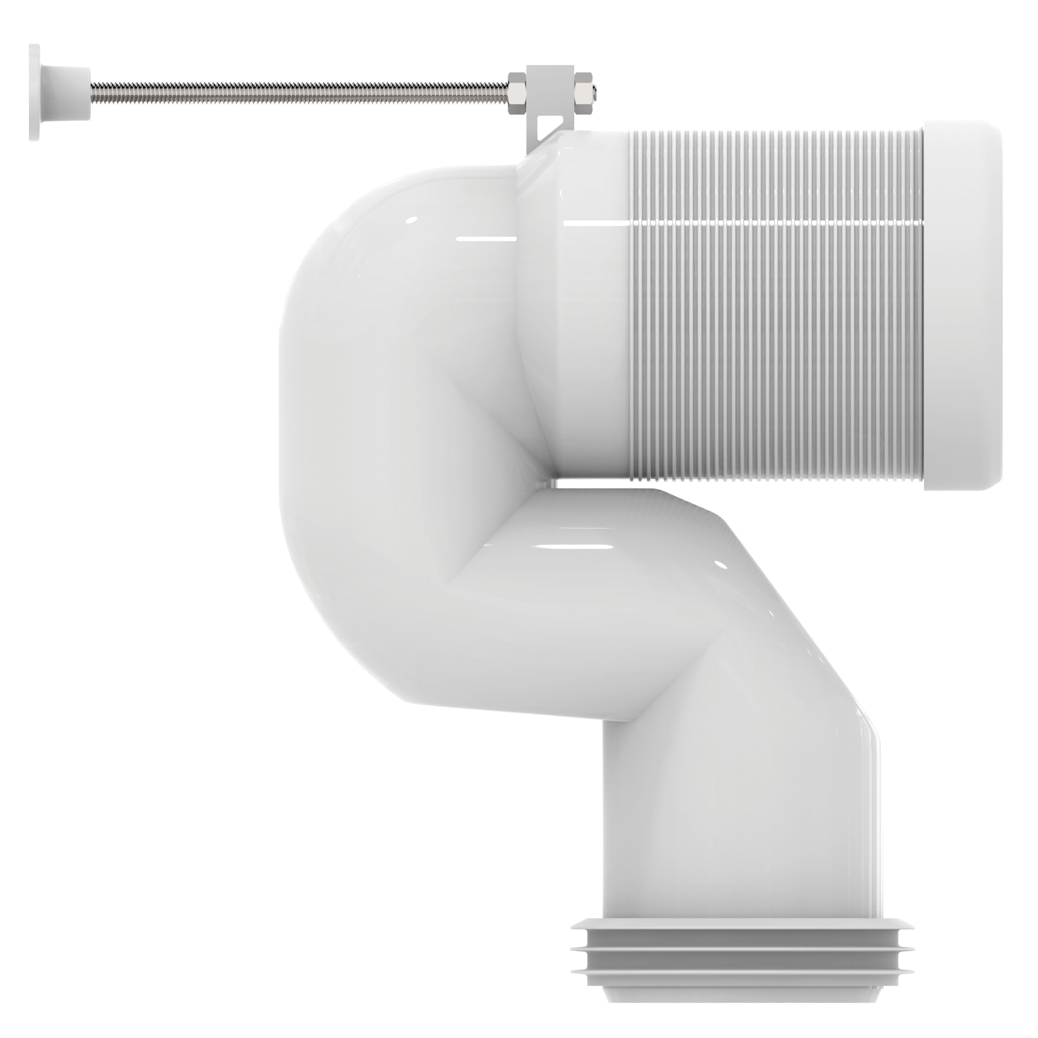 Ideal Standard WC-Anschlussstutzen 90 Grad Bogen Spülrohrverlängerung senkrechter Abgang anpassbare Länge