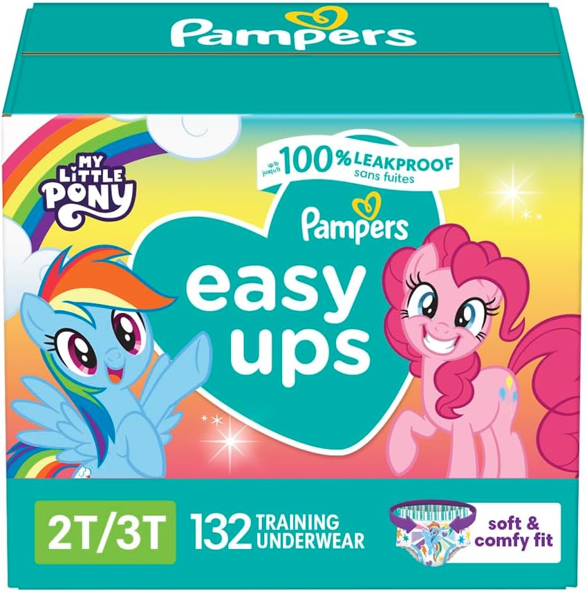 Pampers Training Pants - Easy Ups Girls & Boys - Size 2T-3T, 132 Count, My Little Pony Potty Underwear (Packaging May Vary) 2T-3T 132