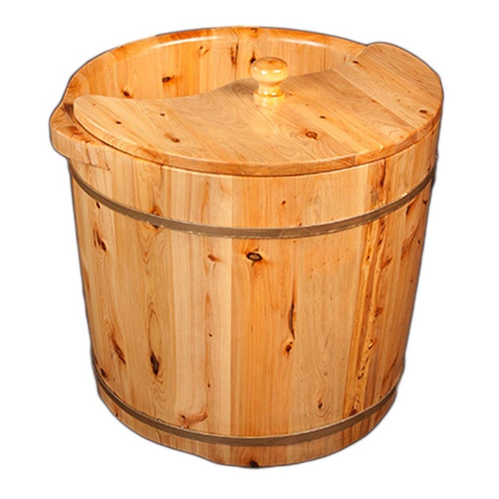 Pediluvio in botte di legno per pediluvio per adulti, secchio per immersione dei piedi con coperchio, vasca idromassaggio per pediluvio, secchio in legno per pedicure, vasca per piedi in ammollo