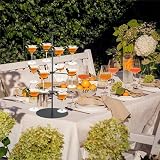 BRAVECOW Aperol Tower, zdejmowany stojak na koktajle, stojak na 12 szklanek, 3-poziomowy uchwyt na kieliszki do wina, wieża koktajlowa na imprezy, wesela, uroczystości rodzinne
