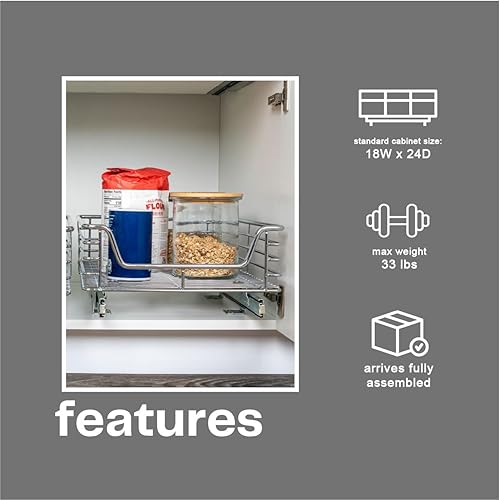 Vista 113 de Household Essentials Glidez - Organizador multiusos de acero cromado extraíble y deslizante para utensilios de cocina y utensilios para hornear