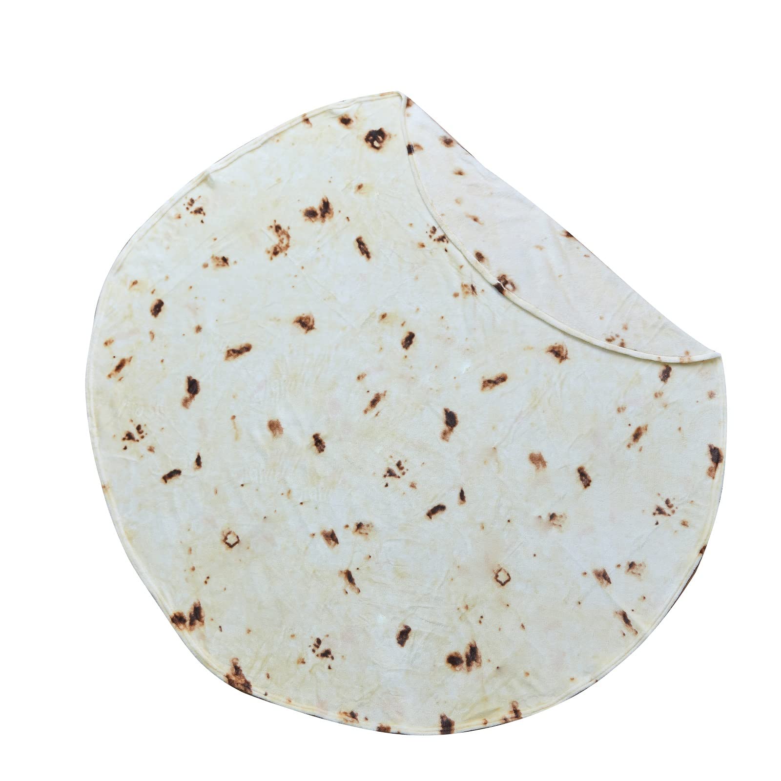 Throw Blanket Large Corn-Tortilla Burrito Mexican Food, Novelty Festival Gift, Machine Washable, 280GSM Plush Soft Warm Polyester Fleece, Yellow, Round, Adult Size 60 x 60 Inches