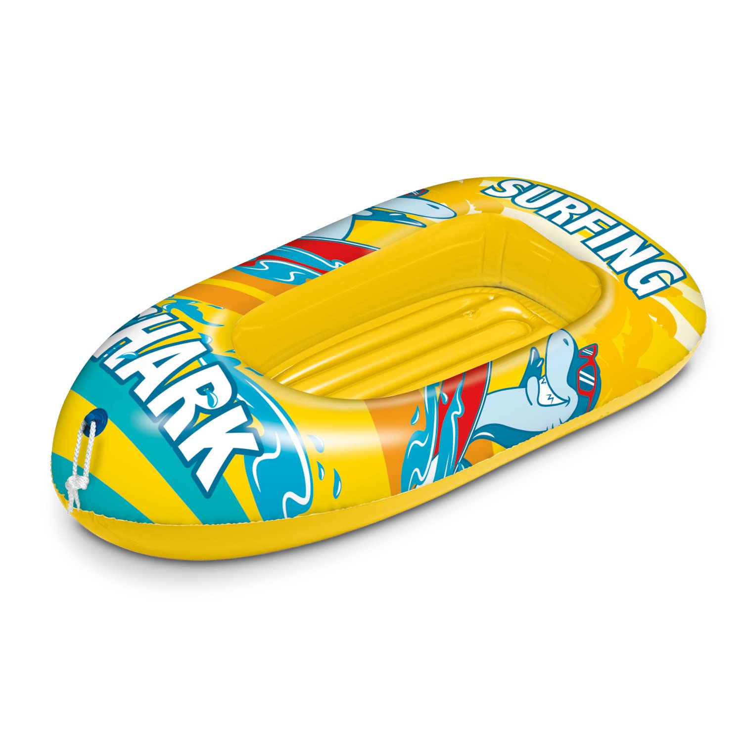 Mondo Toys – Surfing Shark Boat – Boat with Inflatable Base, Inflatable Boat for Children, Size 112 cm – Resistant Heat Sealed PVC – 16922
