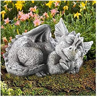 BMHESD Garden Decoration Adorable Baby Sleeping Dragon , Garden Decor Statue Resin Ornament for Outdoor Decoration (B)