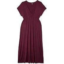 Amazon Essentials Womens V Neck Short Sleeve Waisted Maxi Dress Available in Plus Size