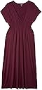 Amazon Essentials Women's V Neck Short Sleeve Waisted Maxi Dress (Available in Plus Size)