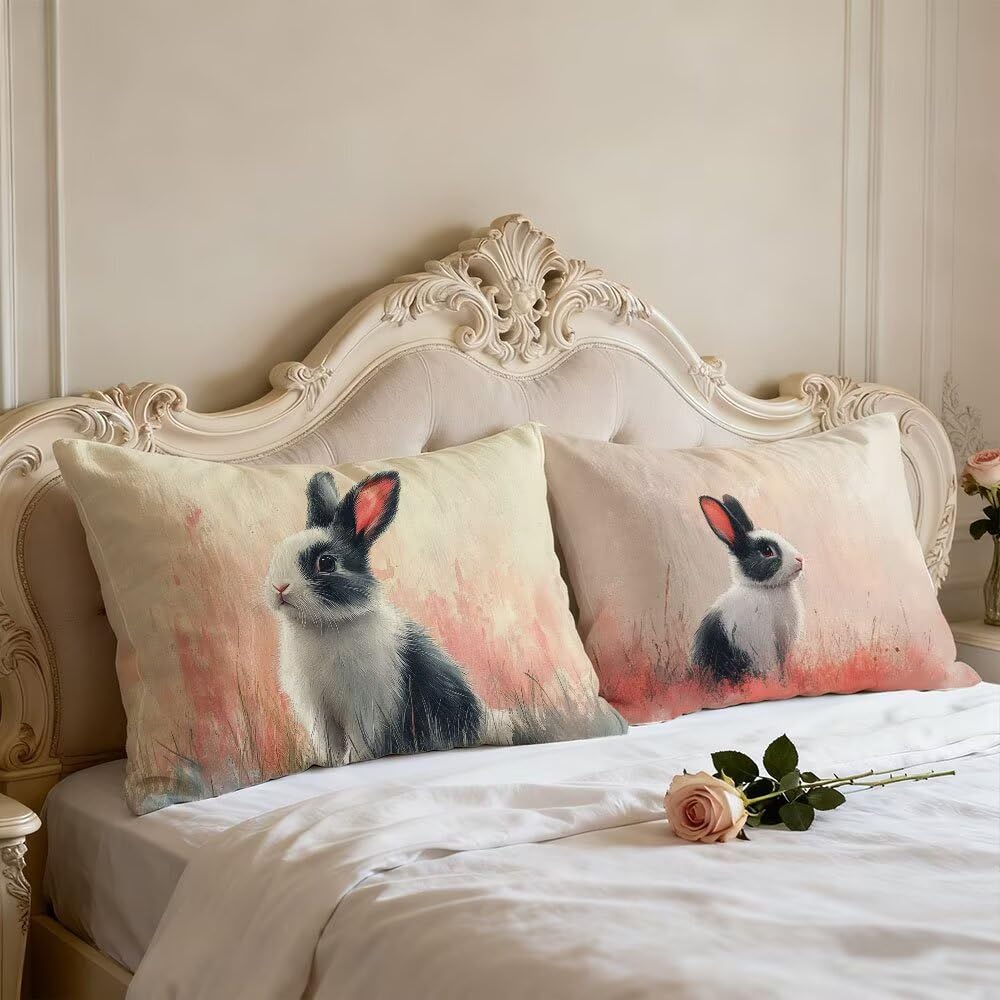 Poszewka na poduszkę 50 x 70 cm Poszewka na poduszkę Zestaw 2 różowych prostokątnych poduszek dwustronna sofa zwierzę dekoracyjna aksamitna poszewka na poduszkę z niewidocznym zamkiem błyskawicznym
