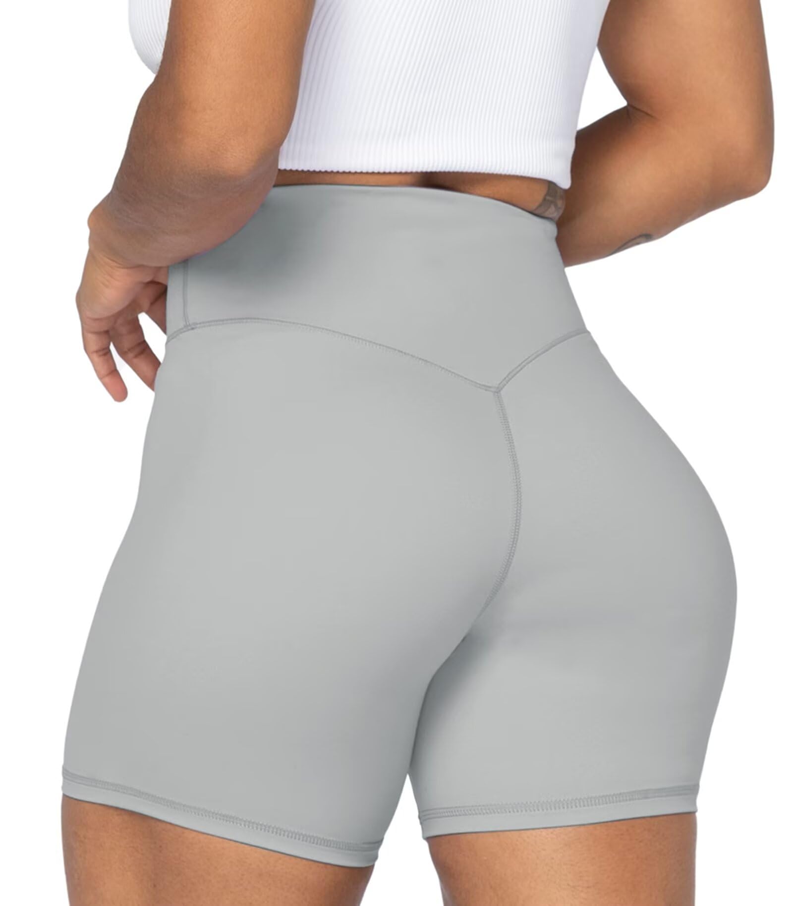 Sunzel No Front Seam High Waist Biker Shorts for Women, Squat Proof Yoga Workout Gym Bike Shorts