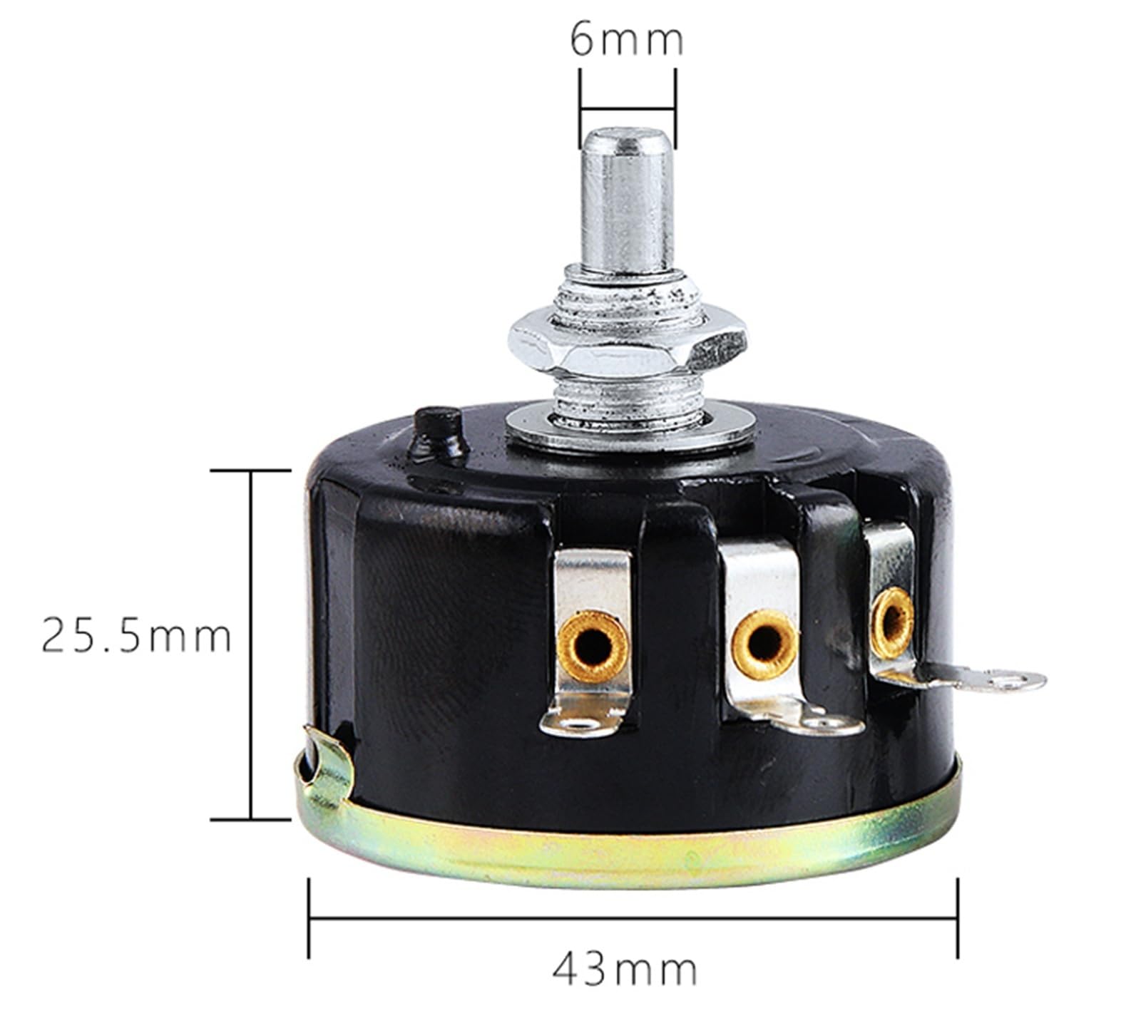 potenziometro a filo avvolto, Potenziometro a filo avvolto WX111 5 W, resistenza 22-47 K, tolleranza ± 5%, nero, modello WX111-1 pz