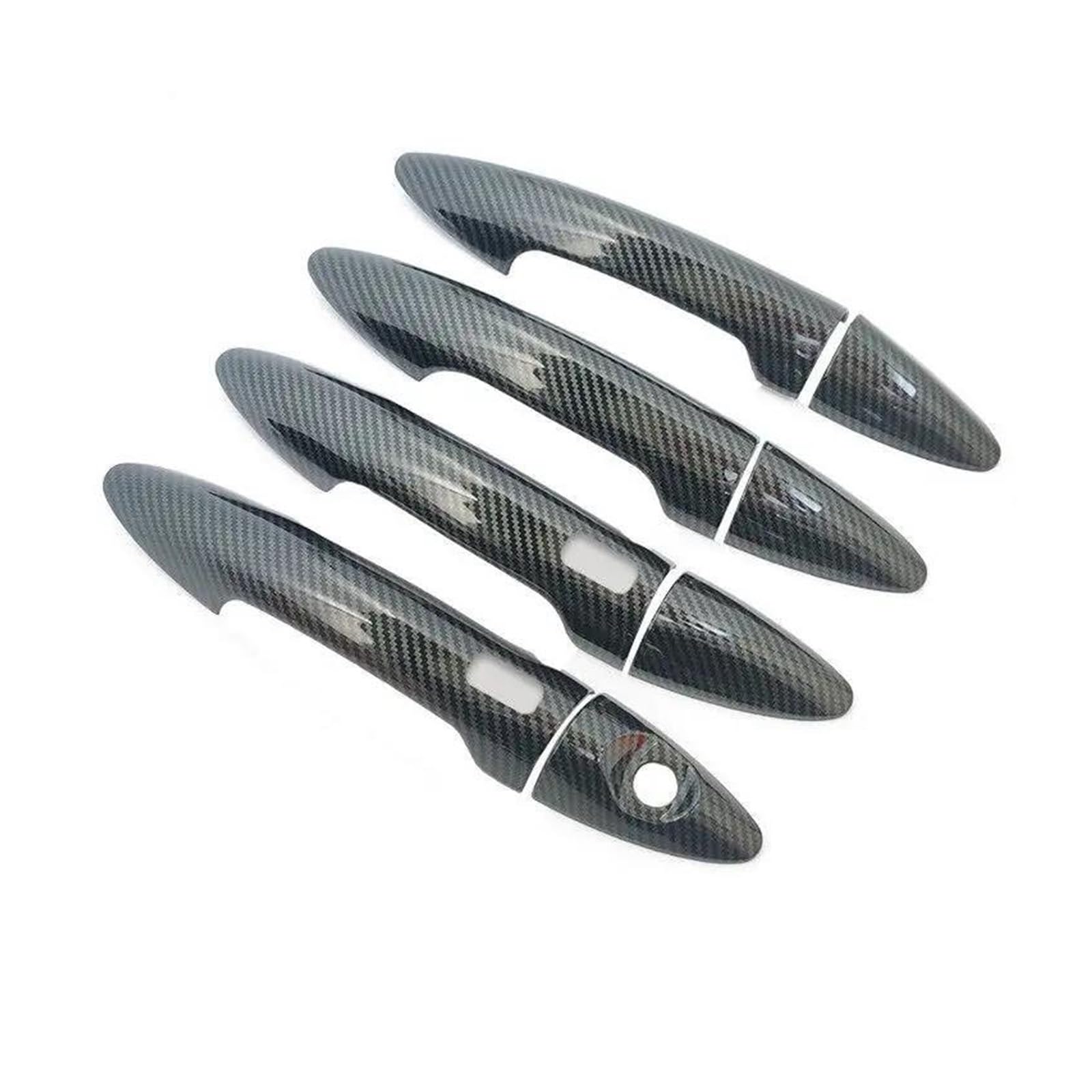KJHOPY Glossy Black Carbon Fiber Car Door Handle Cover Decor Trim Stickers Styling for Kia for Rio 3 K2 2011-2016(Style 2)