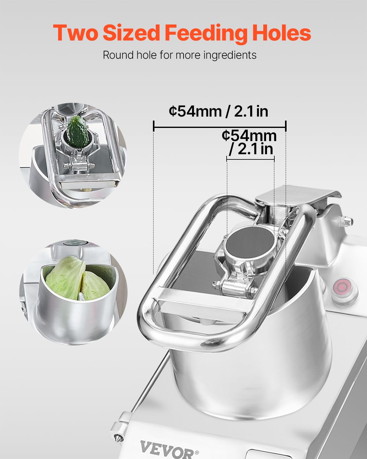 VEVOR Robot da Cucina e Tritatutto per Verdure, 2 Fori di Alimentazione, Robot da Cucina in Acciaio Inox per Uso Alimentare con 6 Lame Staccabili, Grattugia 3 mm/5 mm/7 mm/10 mm Affettatrice 2 mm/4 mm