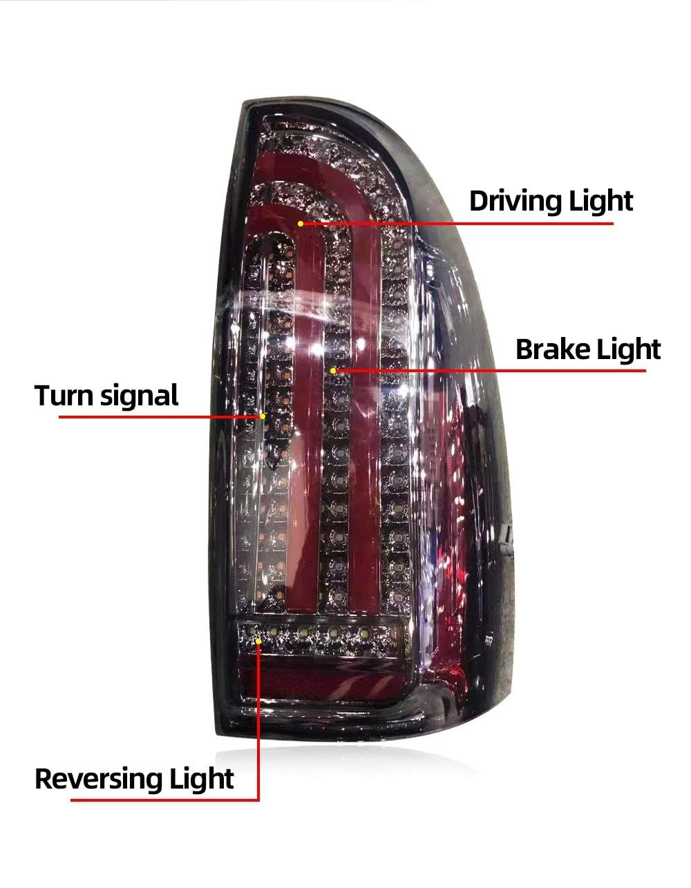 Genérico Luz Freno Trasera 2 Uds Lámpara LED Freno Trasero Coche Conjunto Luces Traseras Señal Giro Para Toyota Para Tacoma 2005-2015 Después Luces Traseras