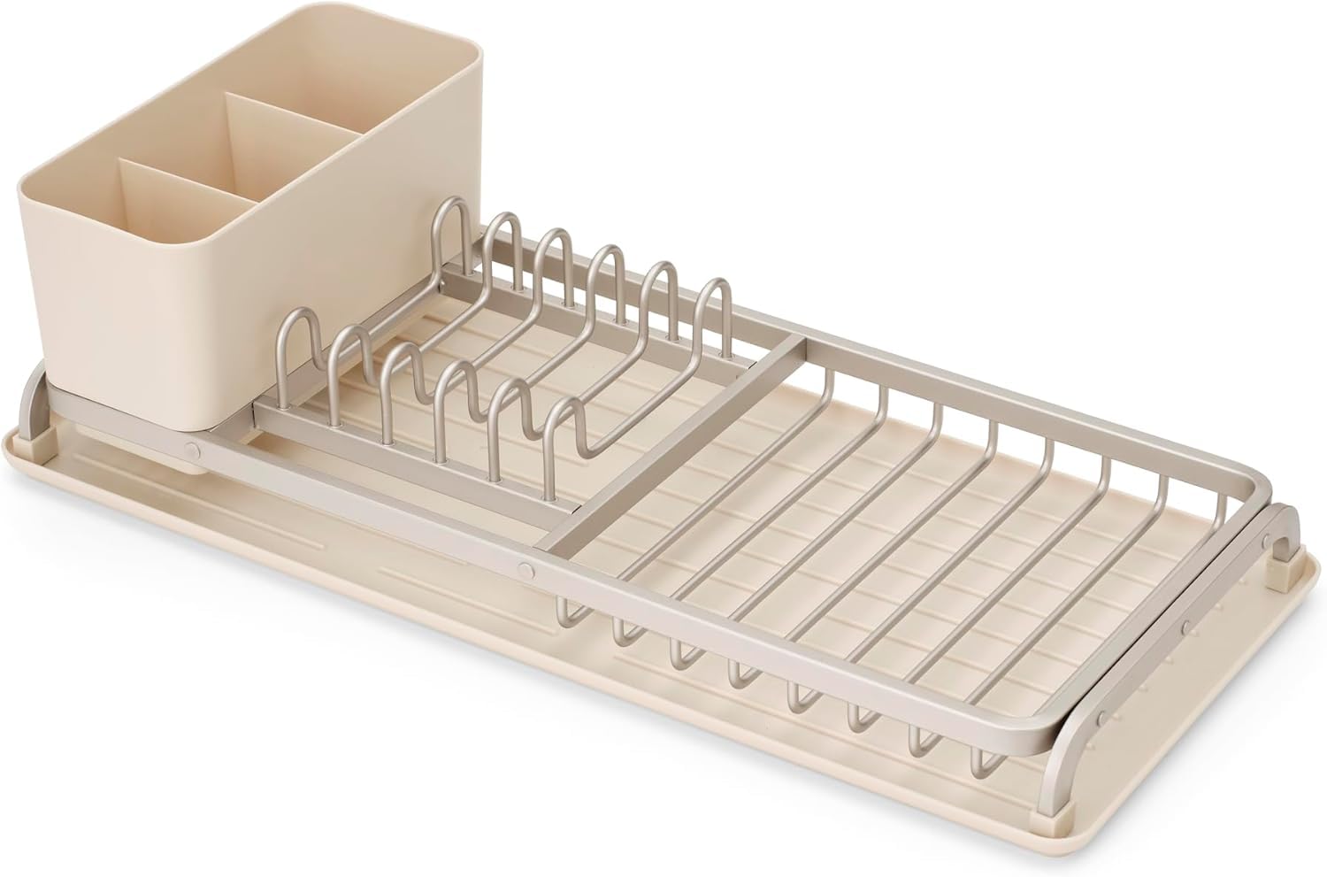 Brabantia Égouttoir Vaisselle Compact SinkSide (Beige Clair), Égouttoir Vaisselle sur évier Polyvalent avec Panier à Couverts Amovible, Organisateur Plan de Travail Cuisine Compact
