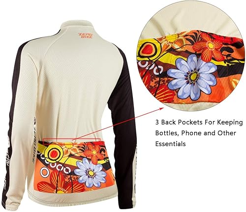 Miniatura 9 de ZEROBIKE Conjunto de pantalones de malla con relleno de gel 3D para mujer transpirable de manga larga con protección UV Negro, Type 1, Type 2, Type