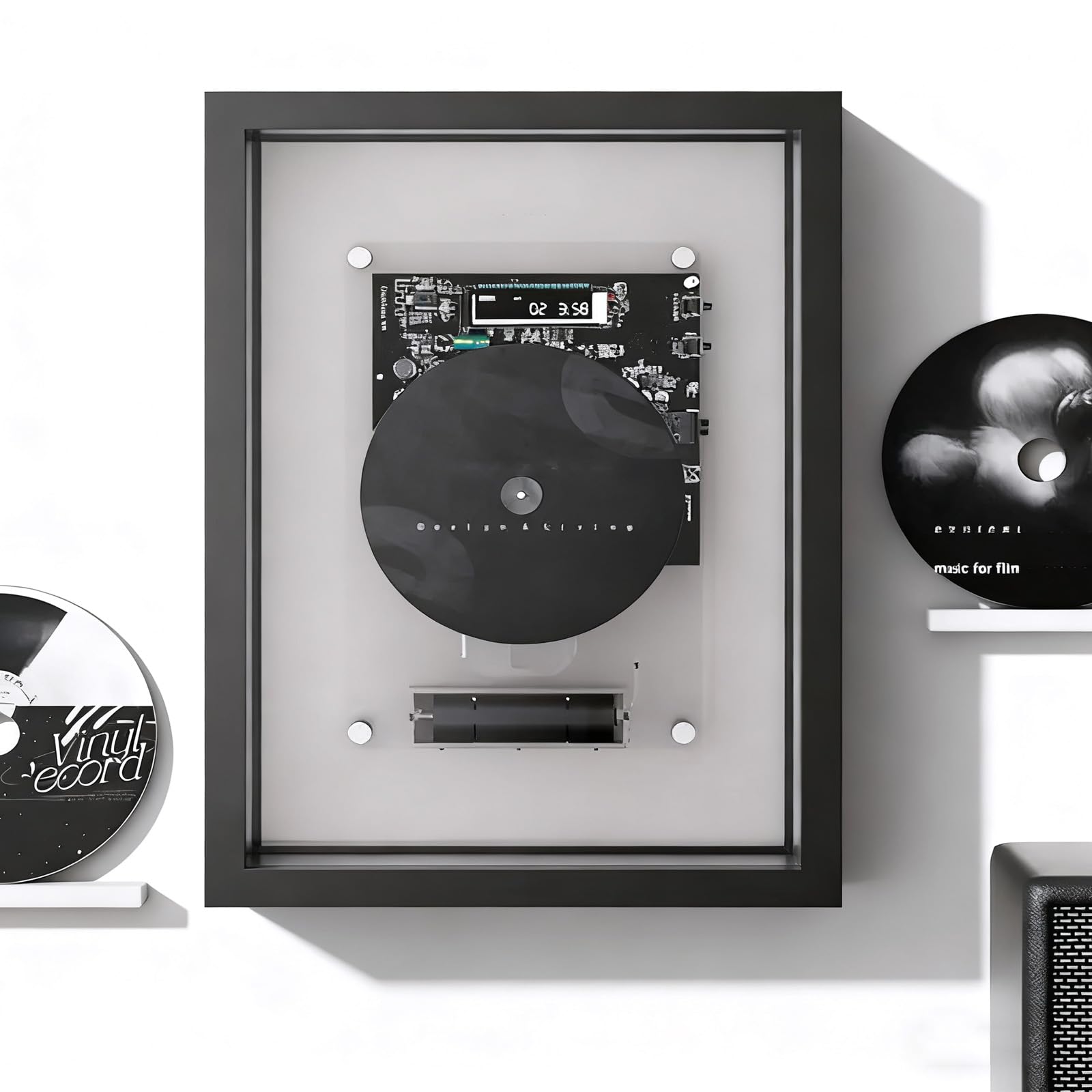 Odtwarzacz CD z wyjściem Bluetooth i AUX, dekoracyjna ramka na zdjęcia, pilot zdalnego sterowania, obsługuje CD-DA/CD-R/CD-RW, nadaje się do dekoracji domu, galerii i biura