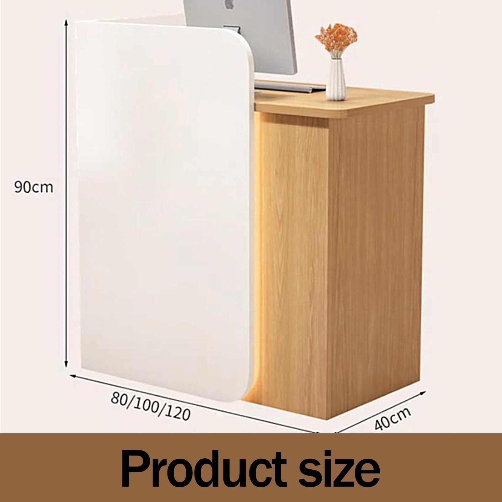 Wysokiej jakości kasa LED z zamykaną szufladą, wodoodporne biurko recepcyjne do biur, sklepów i holu (100-80-40 cm) - bezpieczny i stylowy design