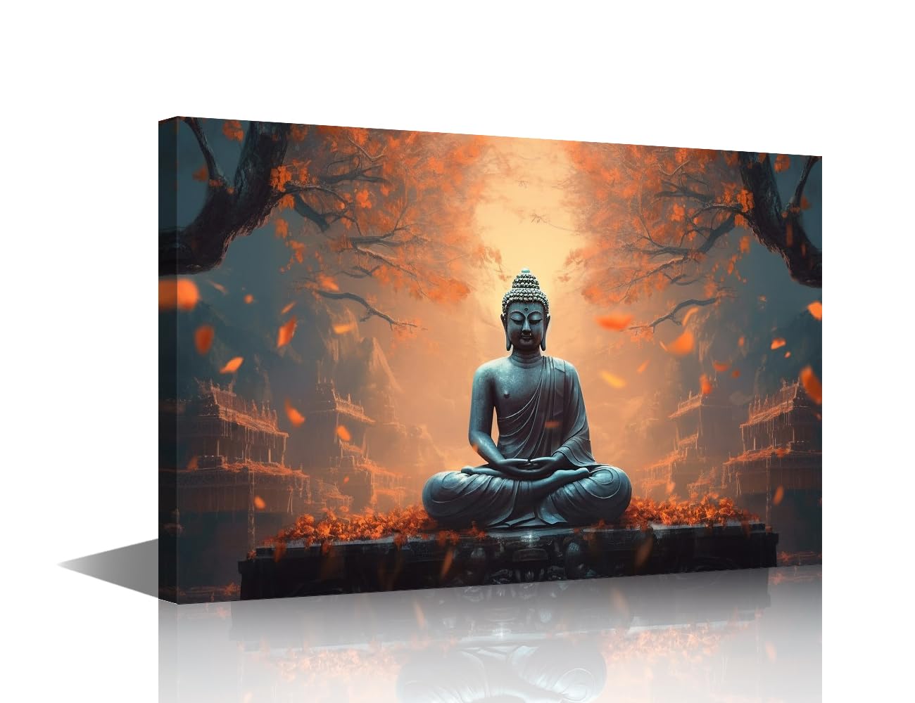 Meditating Buddha Framed Wall Art 1 Pieces Buddha Wall Art Decor Buddha Religious belief Canvas Wall Art for Bedroom Posters & Prints Art Prints Stretched and Framed Ready to Hang (16"Wx24"H)