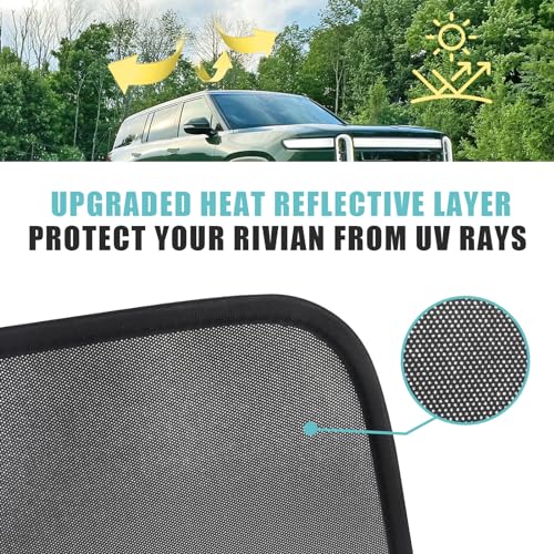 Image of BestEvMod Foldable Roof Sunshade Compatible with 2022-2025 2026 Rivian R1S Accessories Upgraded Heat Reflective Tech Accessories Sunroof Reflective Sun Shade(Front Only Black)