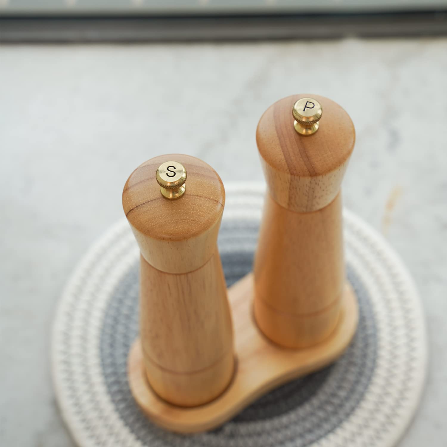 Macina Sale In Legno Di Acacia Con Macina In Ceramica Regolabile - Altezza 22 Cm, Design Elegante Per Cucina - Foto 6