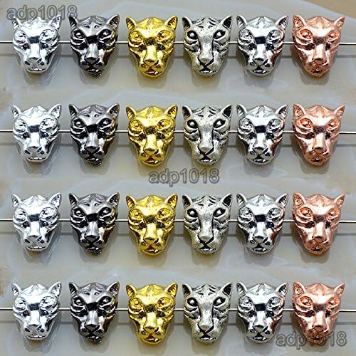 Miniatura 2 de AD Beads 10 cuentas de metal sólido, diseño de león, esparta, dragón, lobo, Metal Zinc