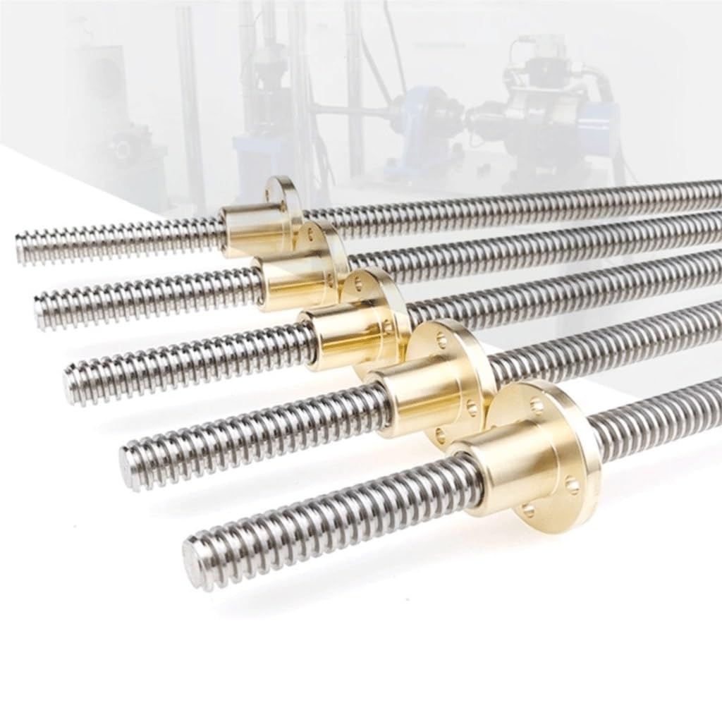 Tornillo de paso helicoidal T6, varilla roscada de acero inoxidable 304 de 12 mm con tuerca de latón(350mm)