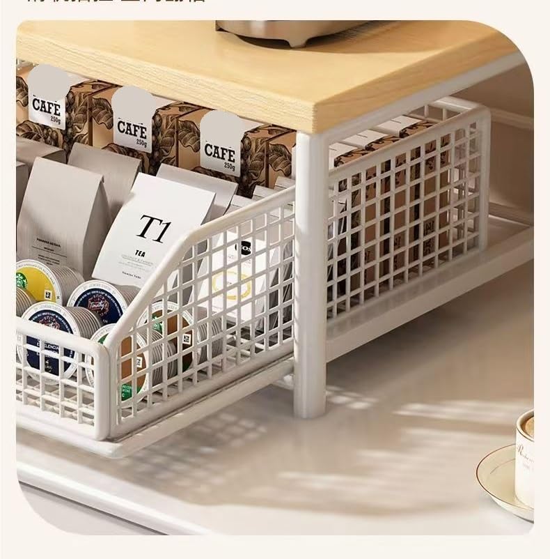 Panier de rangement pour garde-manger et étagère micro-ondes double niveau - 7
