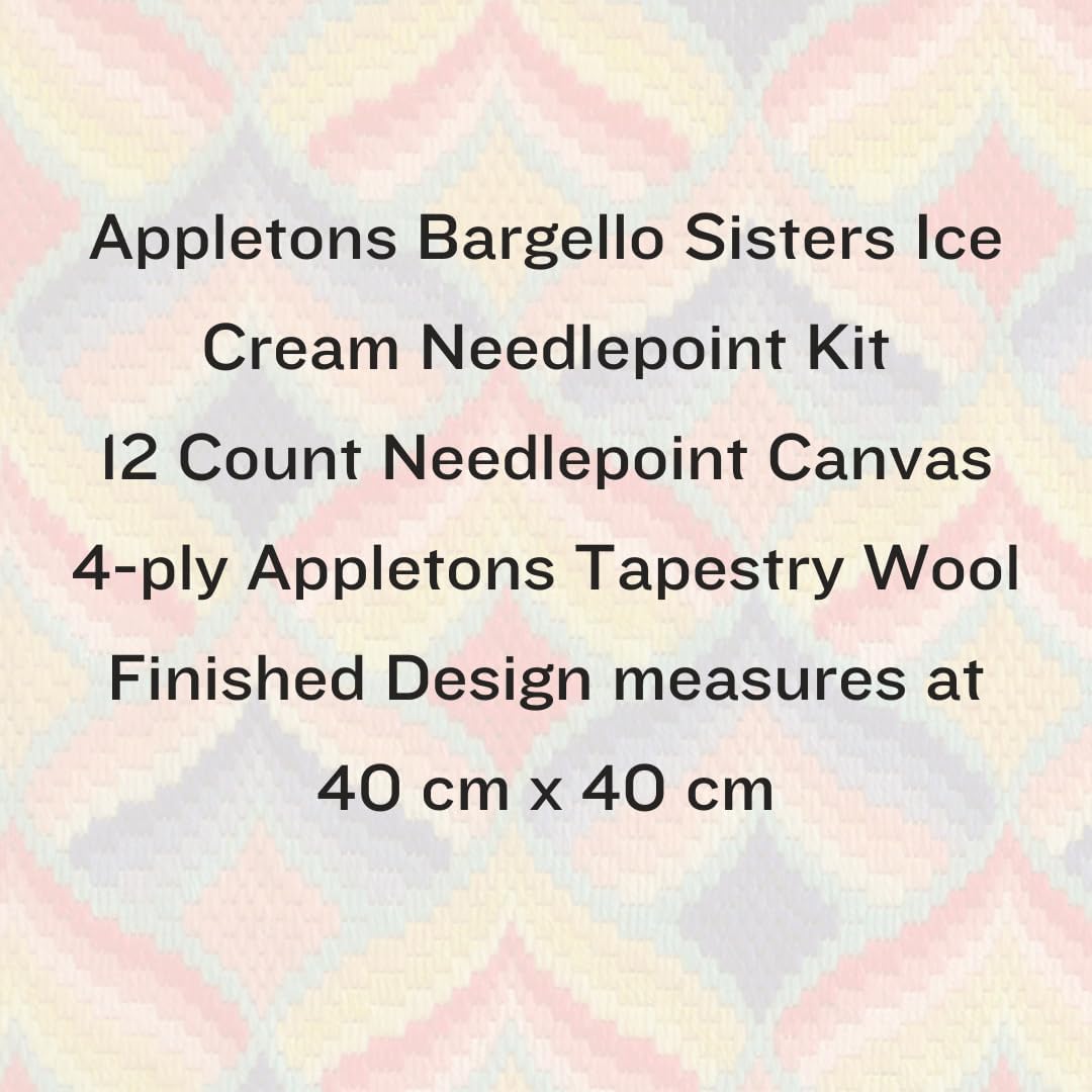 HM NABAVIAN Appletons Wool Needlepoint Kit – Bargello Range - Ice Cream Designed by The Bargello Sisters