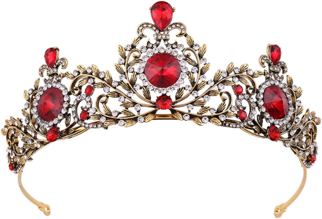 Hemoton Baroque Rhinestone Bridal Crown for Women Wedding Hair Accessory with Alloy Leaf Design, Eye-catching Elegant Tiara for Bride and Engagements