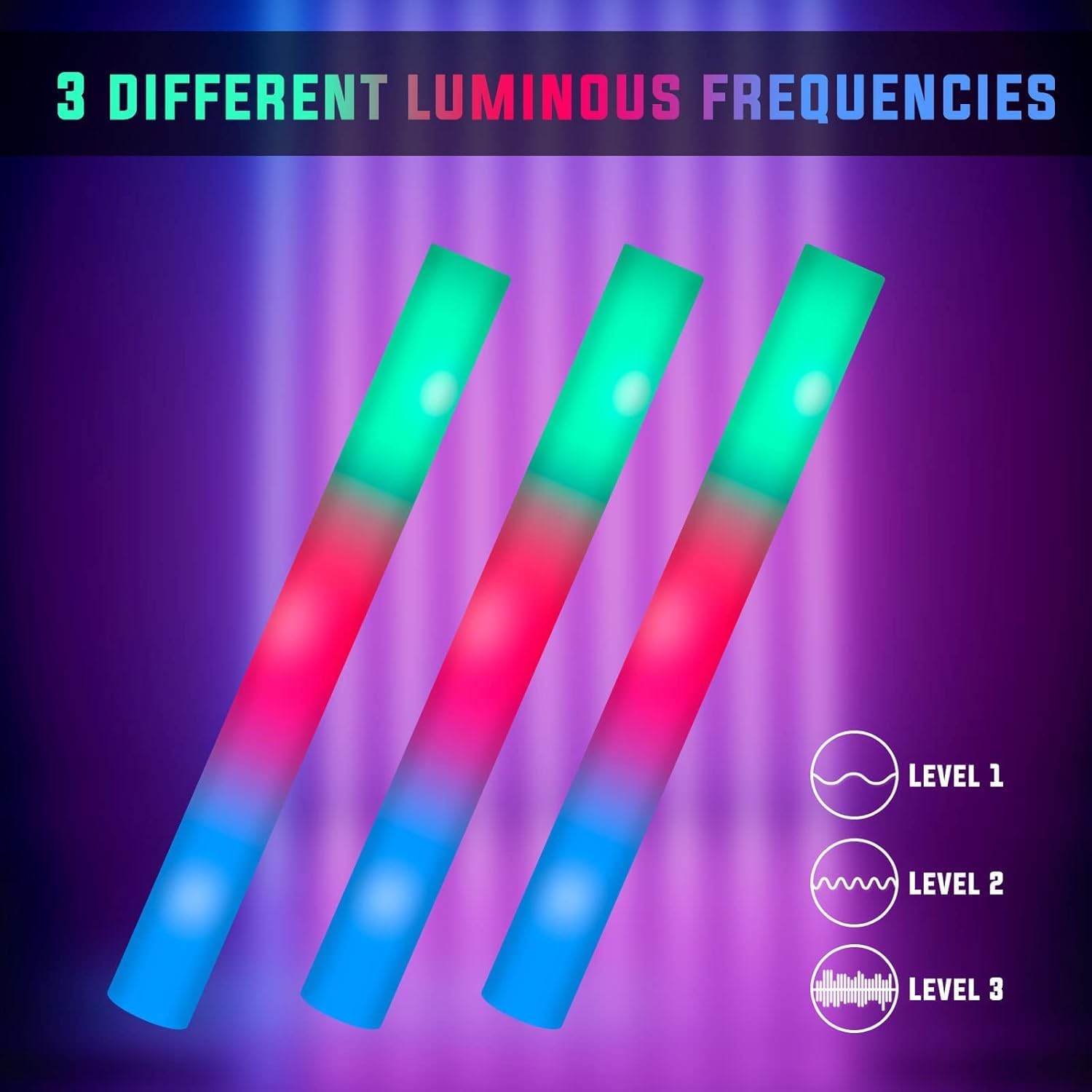 SHQDD 51 PCS Foam Glow Sticks Bulk with 3 Modes Colorful Flashing, Glow Sticks Pack, Foam Light Up Sticks, Glow in Dark Party Supplies for Wedding, Raves, Party, Halloween, 4th of July