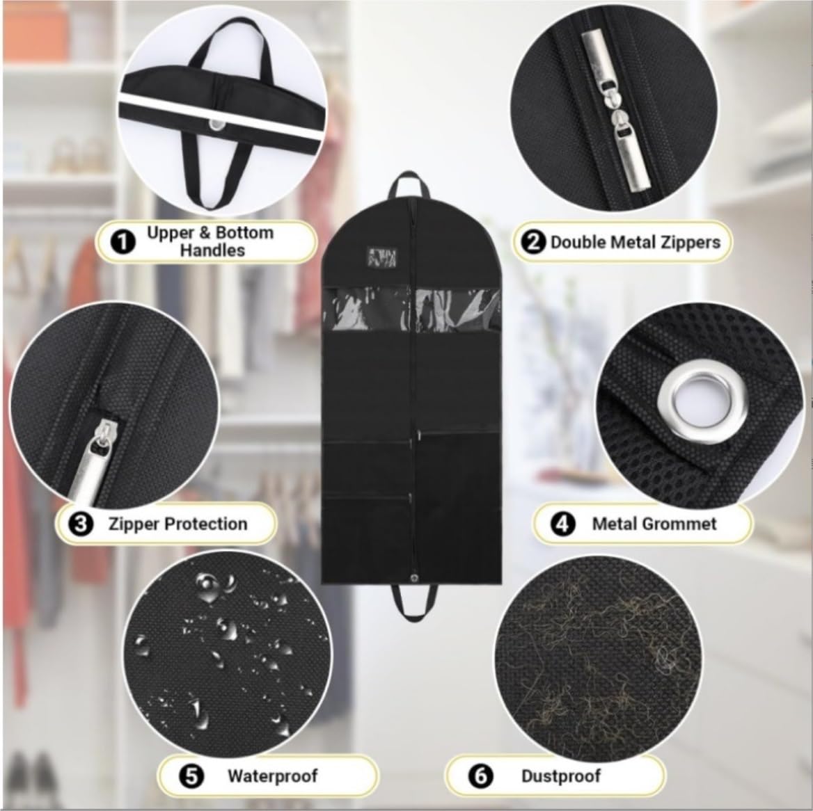 Kleidersack Anzug 2 Stück Anzugtaschen 50" Hängende Kleidersäcke Mit Reißverschluss Und 3 Großen Netztaschen Für Die Aufbewahrung Von Kleidung Im Schrank Auf Reisen Kleideraufbewahrung Organisation