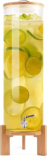 Dispensador de bebidas de vidrio, dispensador de agua de 4.1 galones con soporte, dispensador de bebidas de vidrio con espita - Dispensadores de