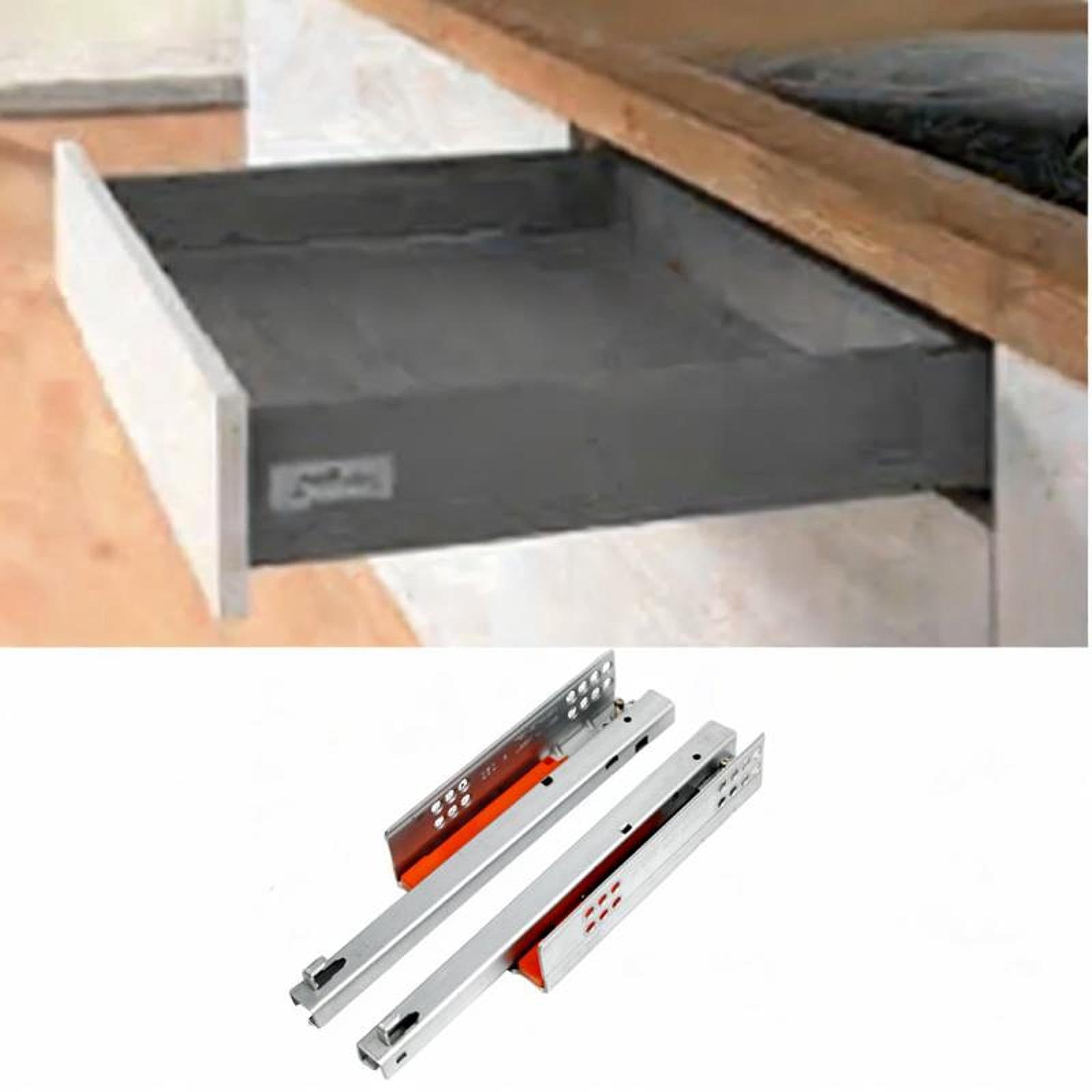 Generic 2X Drawer Slides Drawer Runners Metal Hardware Soft Closure Undermount for Cabinet Kitchen Furniture, Length 35cm