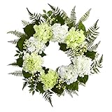 Nearly Natural 24” Hydrangea Berry Wreath, White