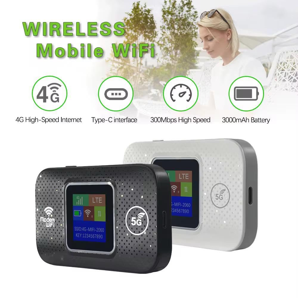 4G WiFi 6 Mobile Hotspot – 300 Mbps, Voor 10 Apparaten, Met RJ45 Ethernet, Type-C, 3000mAh Accu – Ideaal Voor Thuis En Op Reis 2 miniatura
