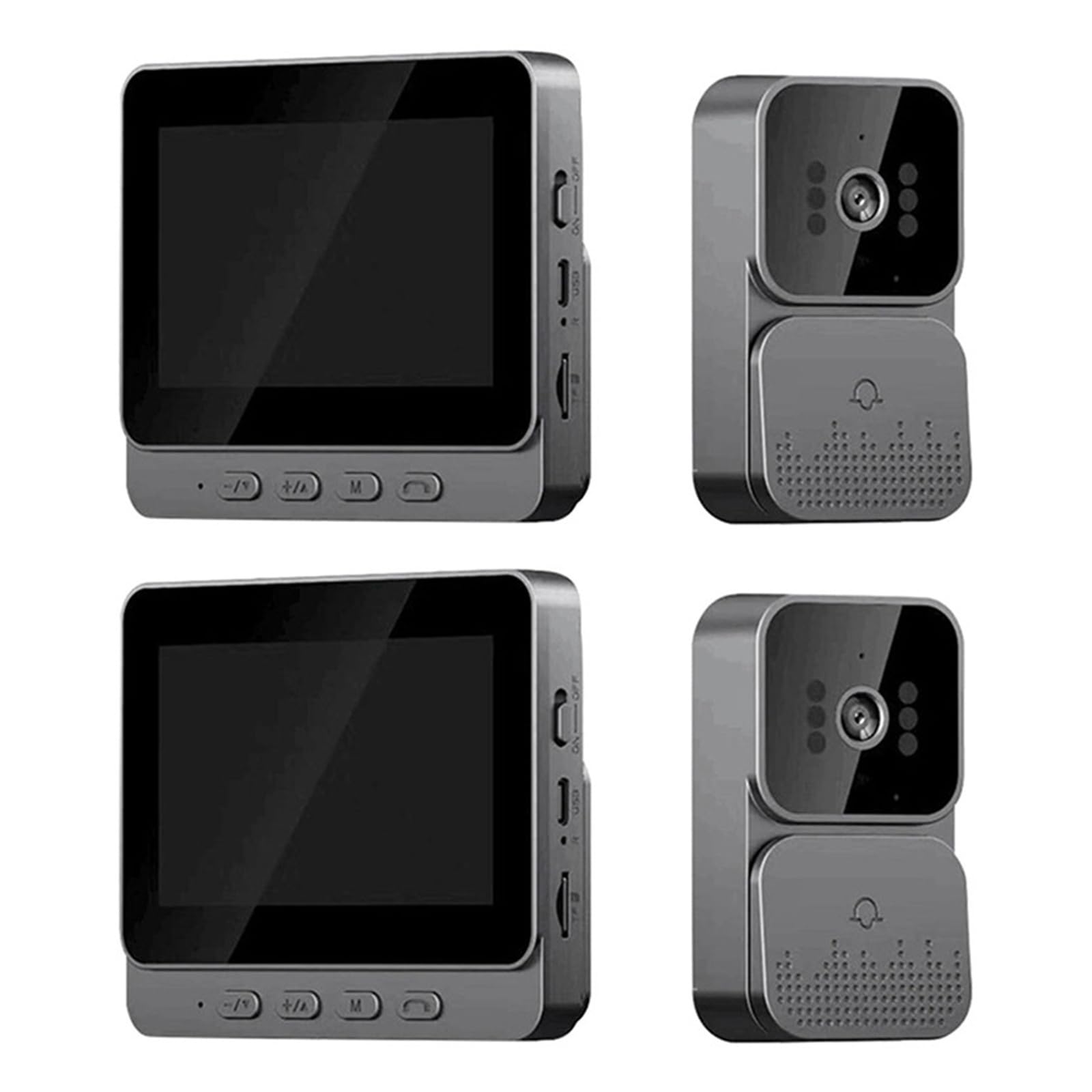 Sonnette Camera, Lot de 2 interphones vidéo sans Fil avec caméra et Sonnette, Vision Nocturne, écran de 4,3 Pouces