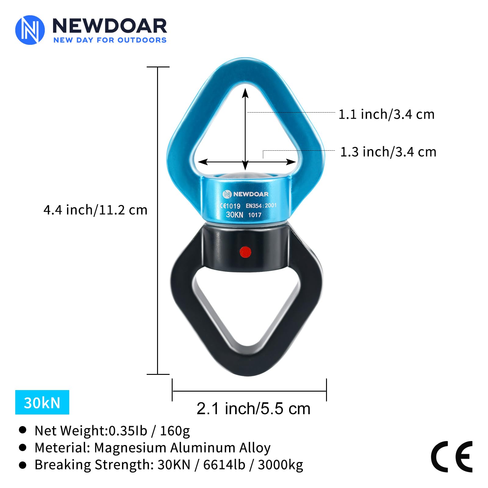 NewDoar Swing Swivel, 30KN Rotator Swing Spinner Micro Swivel Device für Swing Aerial Dance/Yoga/Schaukel/hängende Hängematte/Klettern Baumpfleger