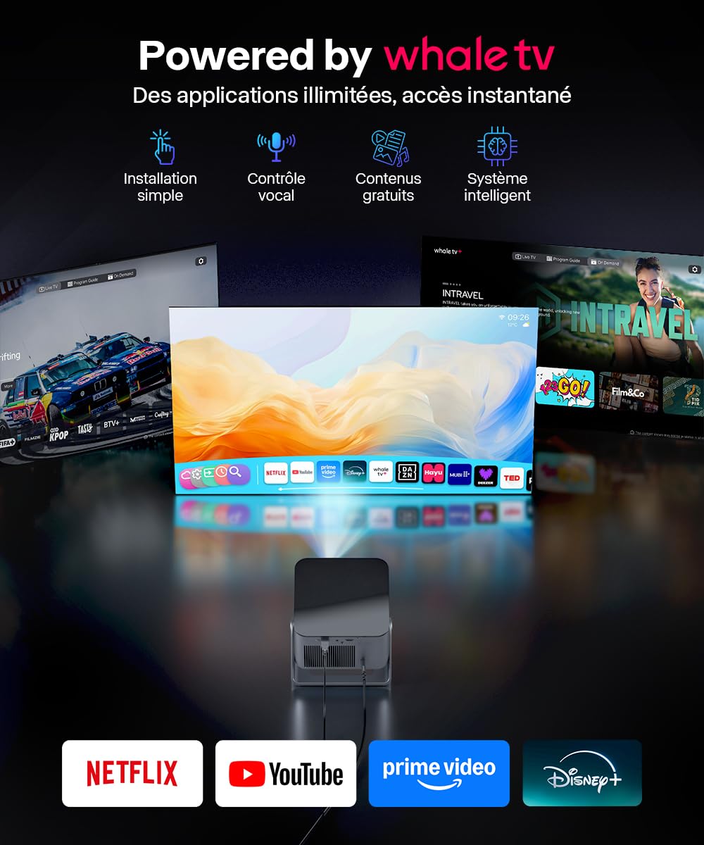 Magcubic Videoprojecteur 4K【Compatible with Netflix】1080P Supporte 600 ANSI | projecteur Auto Focus & Correction Trapèze Auto, WiFi & Bluetooth,320° Rotation Projecteur Video portatif Home Cinema