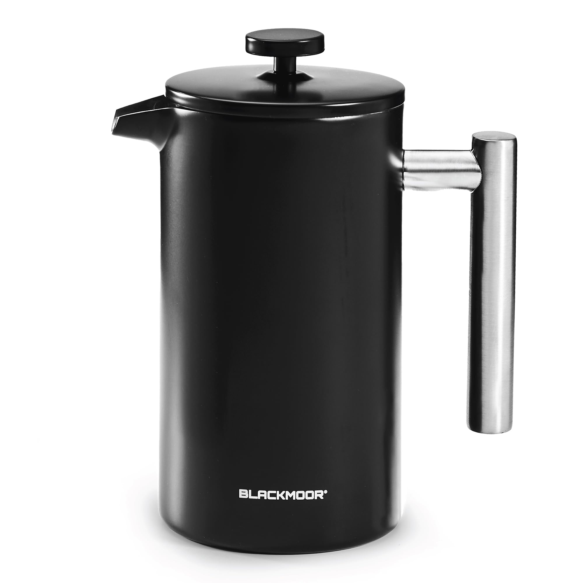 Blackmoor 1000ml Black Stainless Steel Cafetiere French Press, 6-8 Cups, Double Wall Insulated Coffee Maker with Stainless Steel Precision Filter