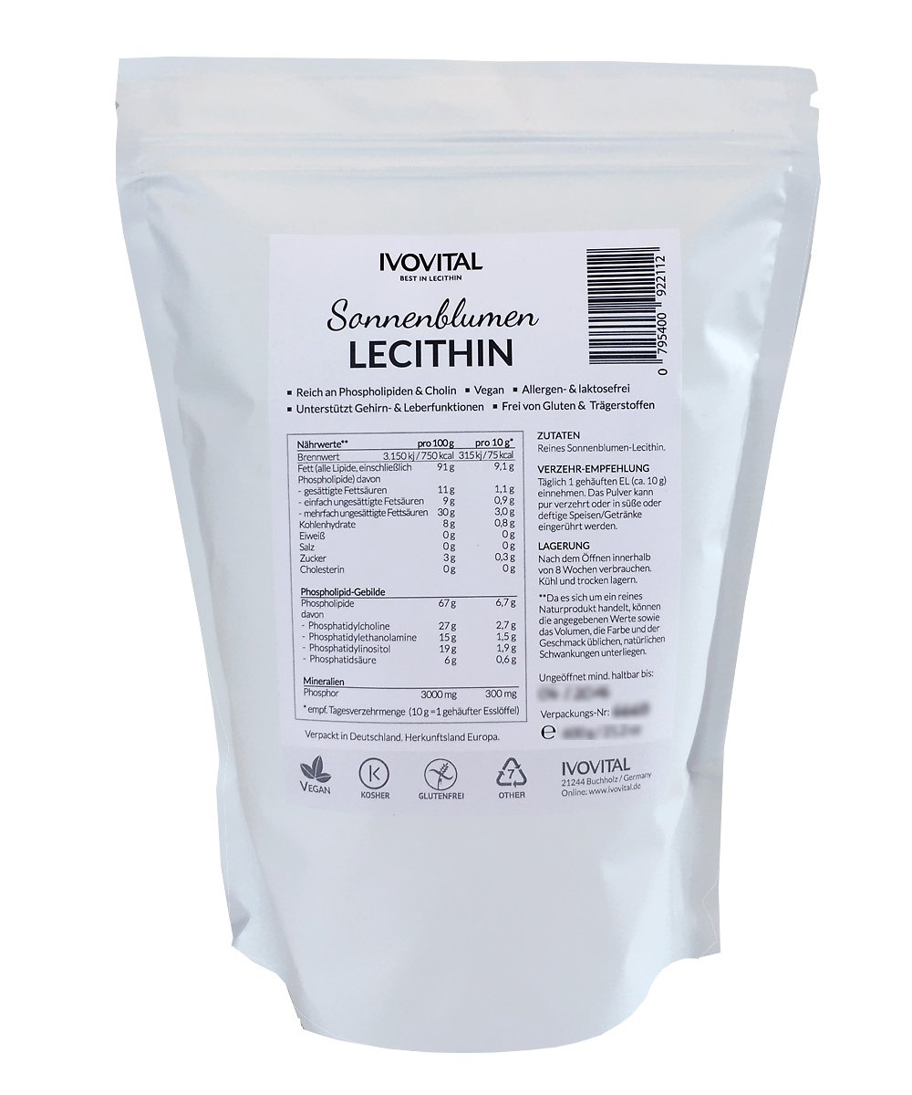 Sonnenblumen Lecithin Pulver, IVOVITAL® (allergenfrei und gvo-frei) (300 g)