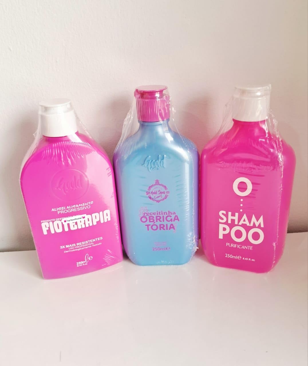 Kit Gold Spell/Progressive Fioter@pia + Moisturizing Hair Mask + Purifying Shampoo/Brazilian Keratin Treatment Kit - Three 250ml/8.45 fl.oz items/Official Seller